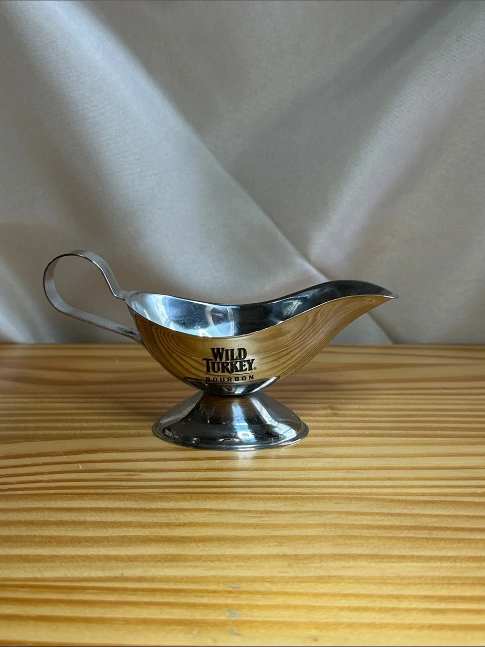 Vtg Wild Turkey Bourbon Miniature Stainless Steel Gravy Boat Shot Metal Rare